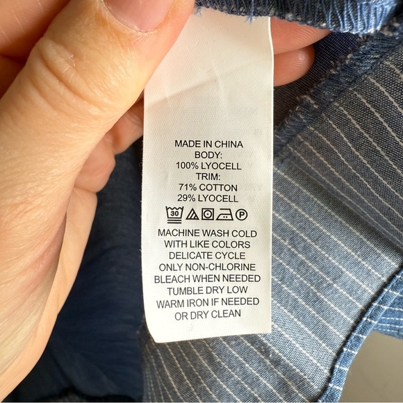 Kate Spade Chambray Short Flutter Sleeve Pheasant Top Size Large Tassel - Picture 6 of 6